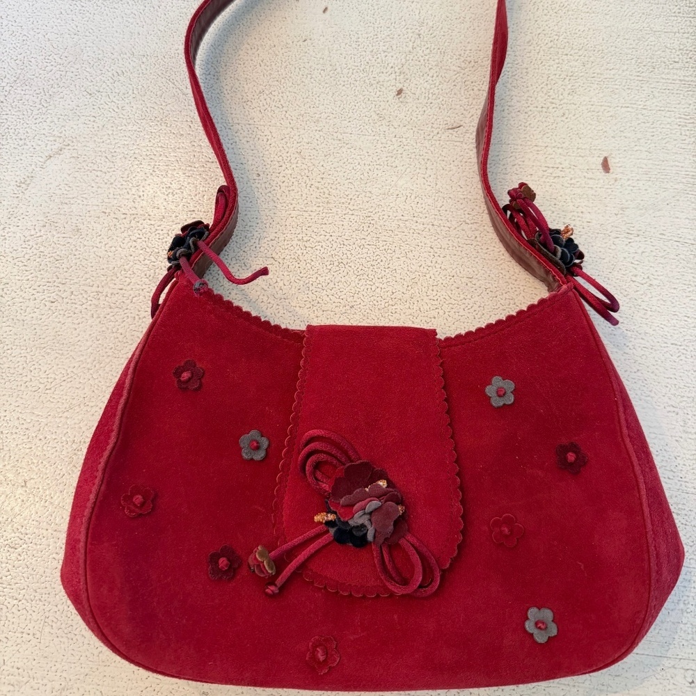 Stuart Weitzman Red Suede Handbag Purse
